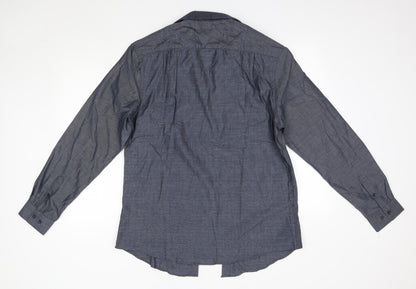 George Mens Grey  Polyester  Dress Shirt Size 15.5 Collared