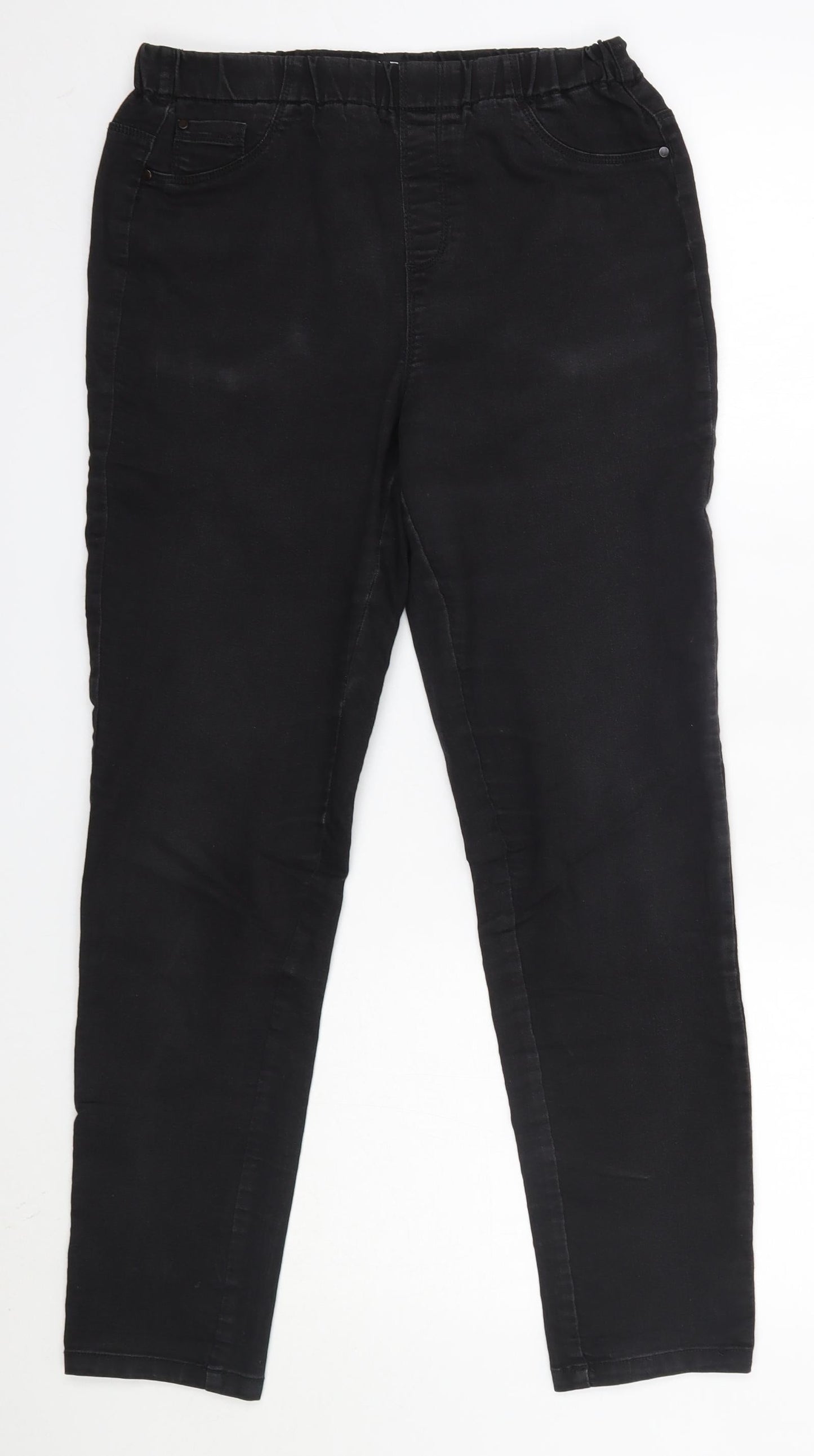 Peacocks Womens Black  Cotton Skinny Jeans Size 12 L28 in Regular