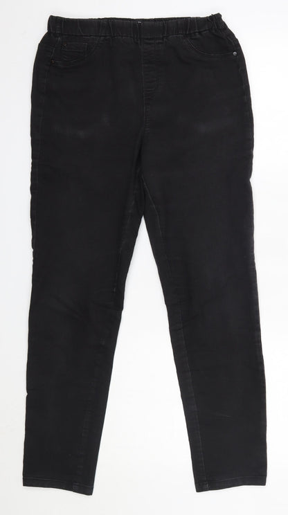 Peacocks Womens Black  Cotton Skinny Jeans Size 12 L28 in Regular