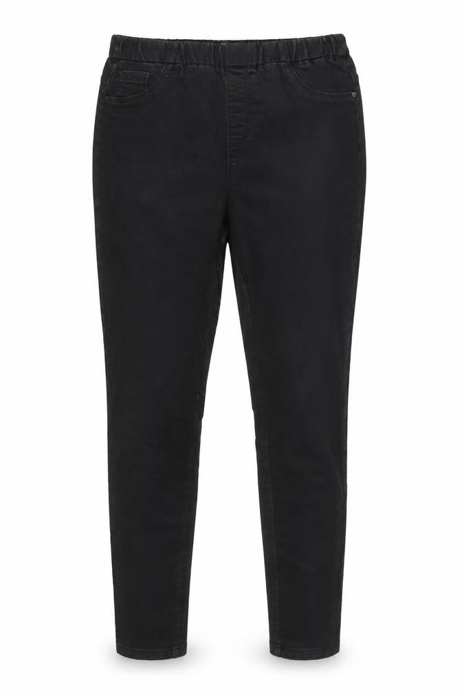 Front view of Peacocks women’s black cotton skinny jeans, size UK 12, 28-inch leg regular