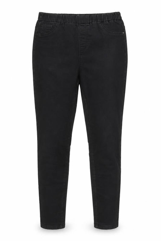 Front view of Peacocks women’s black cotton skinny jeans, size UK 12, 28-inch leg regular