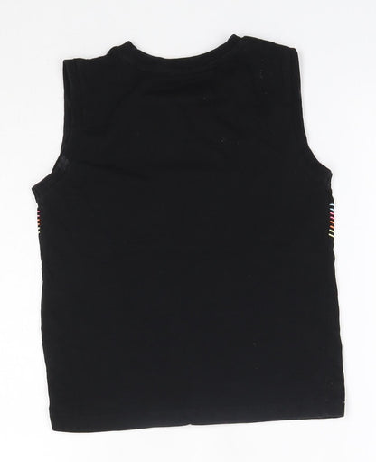 Matalan Girls Black  100% Cotton Basic Tank Size 6 Years Round Neck