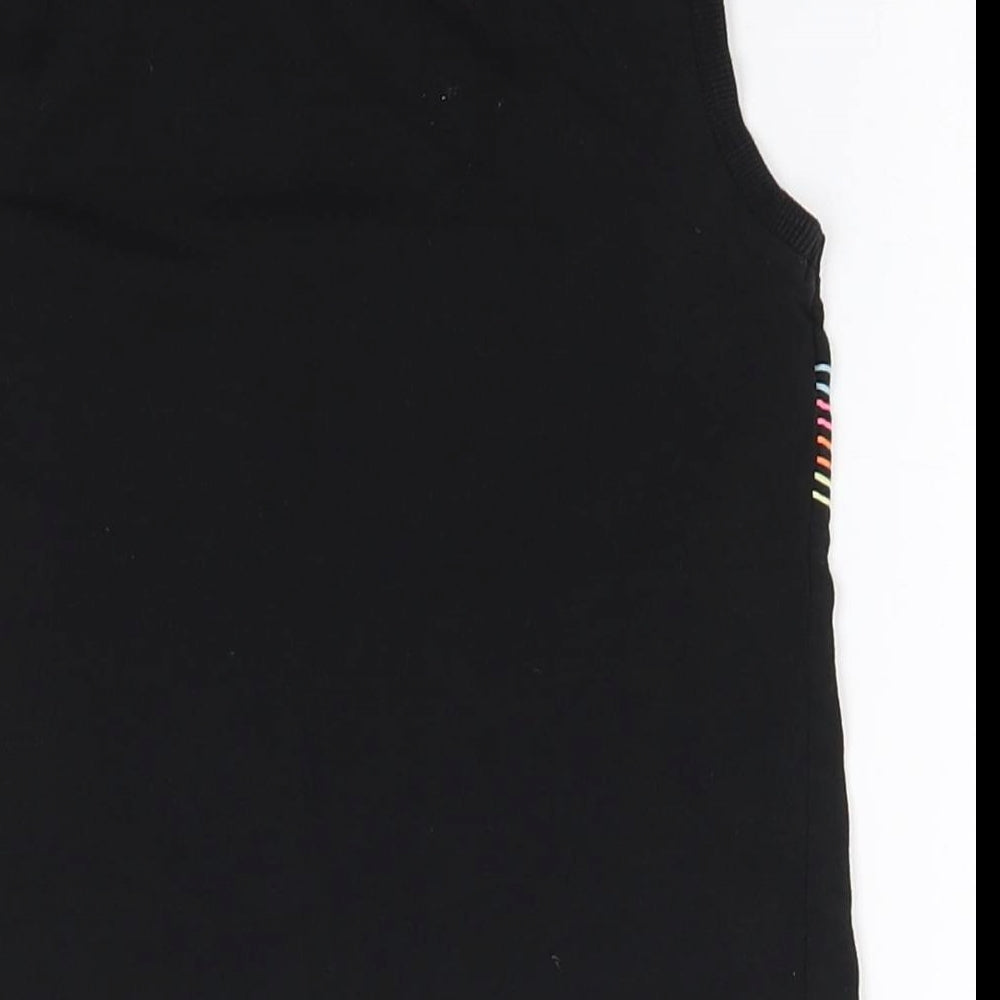 Matalan Girls Black  100% Cotton Basic Tank Size 6 Years Round Neck