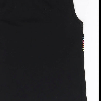 Matalan Girls Black  100% Cotton Basic Tank Size 6 Years Round Neck