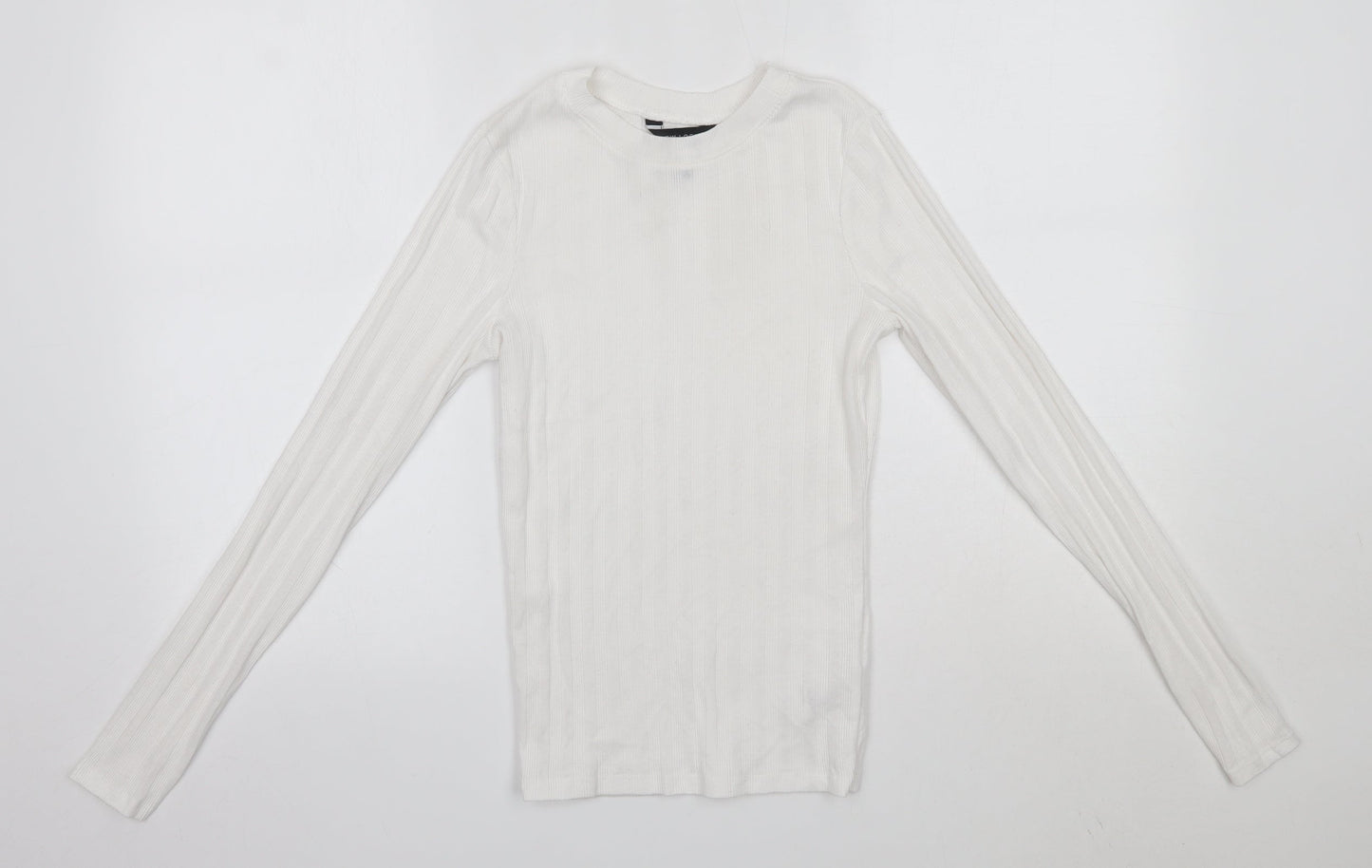 New Look Womens White  Polyester Basic Blouse Size 10 Round Neck