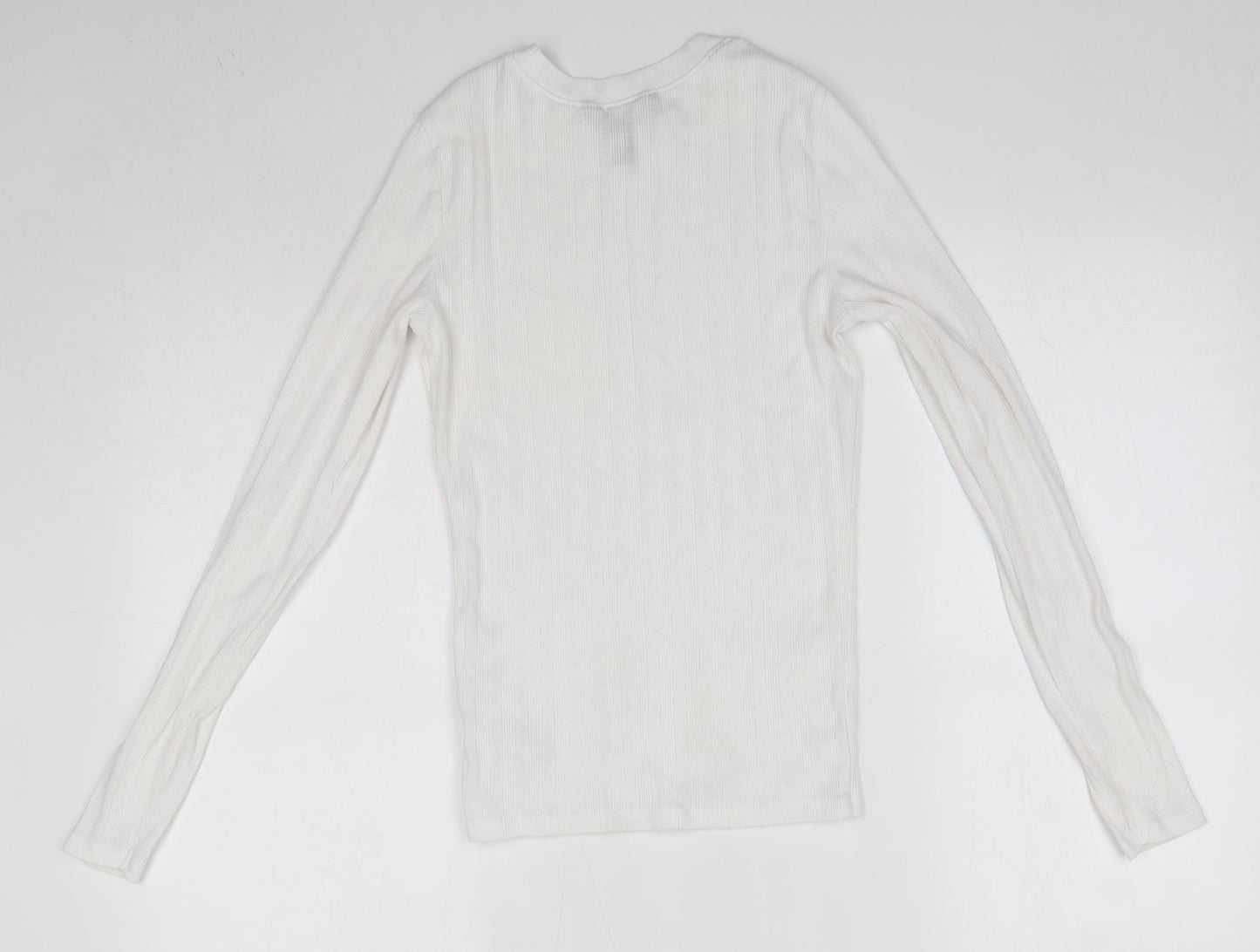 New Look Womens White  Polyester Basic Blouse Size 10 Round Neck