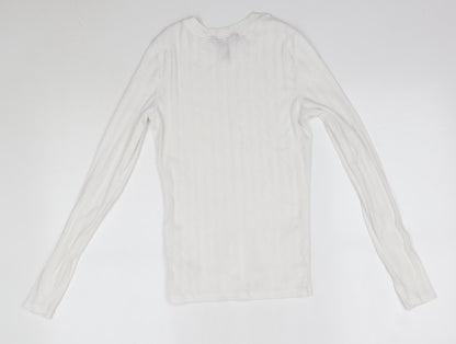 New Look Womens White  Polyester Basic Blouse Size 10 Round Neck
