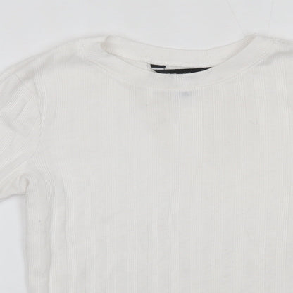 New Look Womens White  Polyester Basic Blouse Size 10 Round Neck