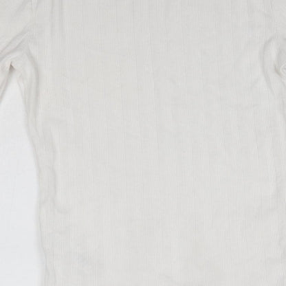 New Look Womens White  Polyester Basic Blouse Size 10 Round Neck