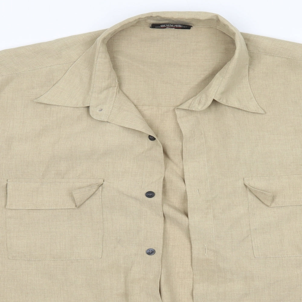 Urban Spirit Mens Beige  Polyester  Button-Up Size XL Collared