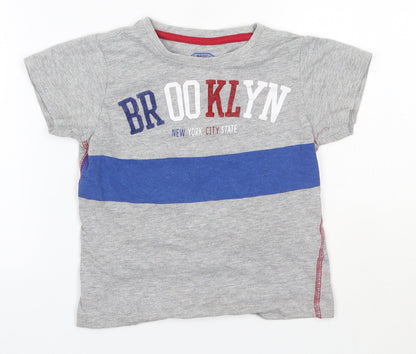 Matalan Boys Grey  Cotton Basic T-Shirt Size 5 Years Round Neck