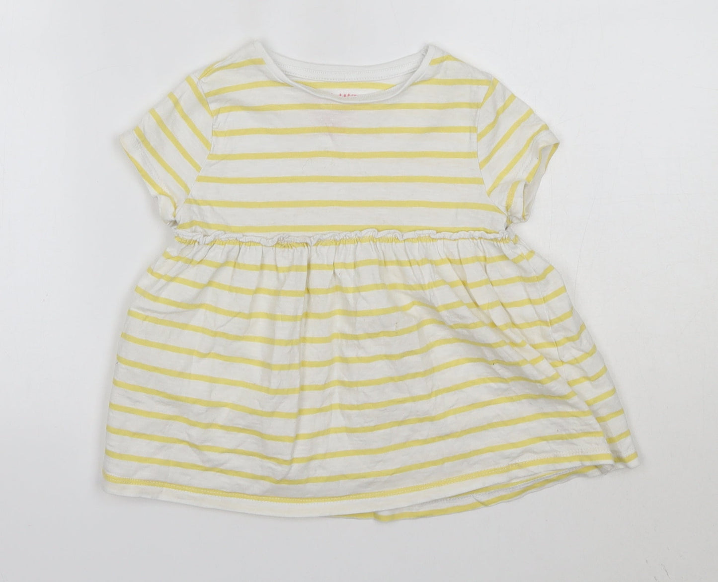 F&F Girls Yellow Striped 100% Cotton Basic Blouse Size 4-5 Years Round Neck