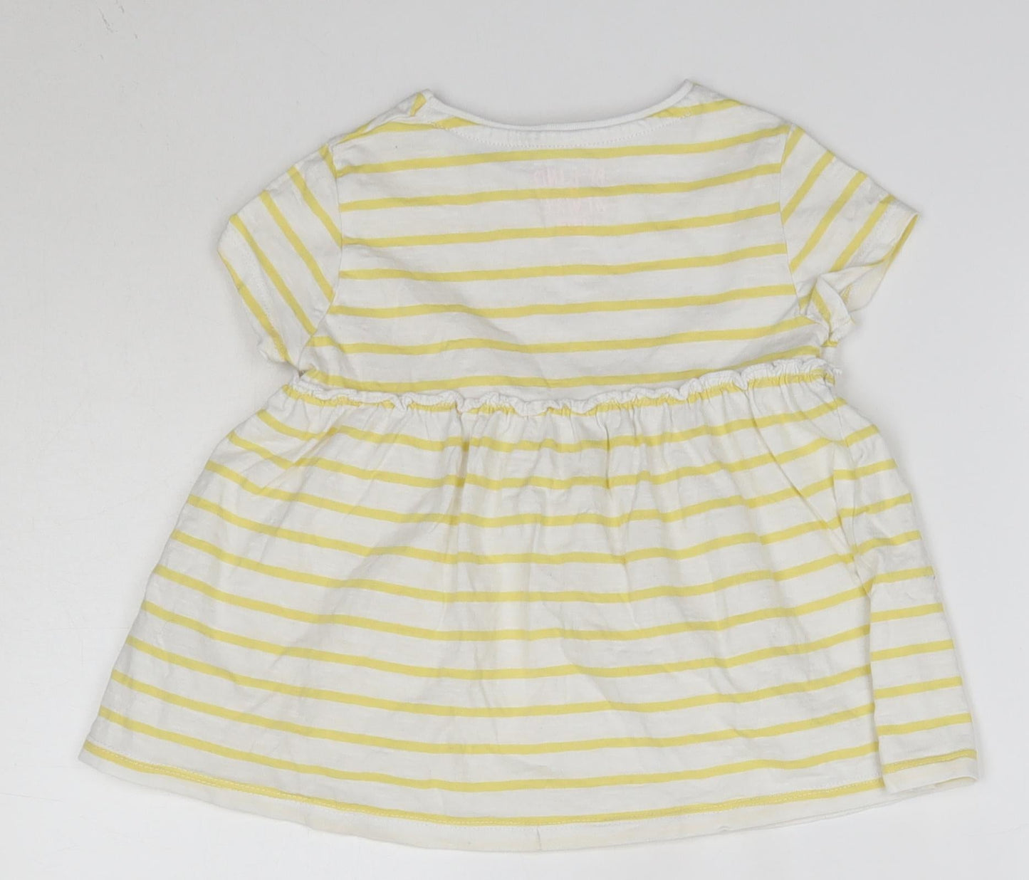 F&F Girls Yellow Striped 100% Cotton Basic Blouse Size 4-5 Years Round Neck