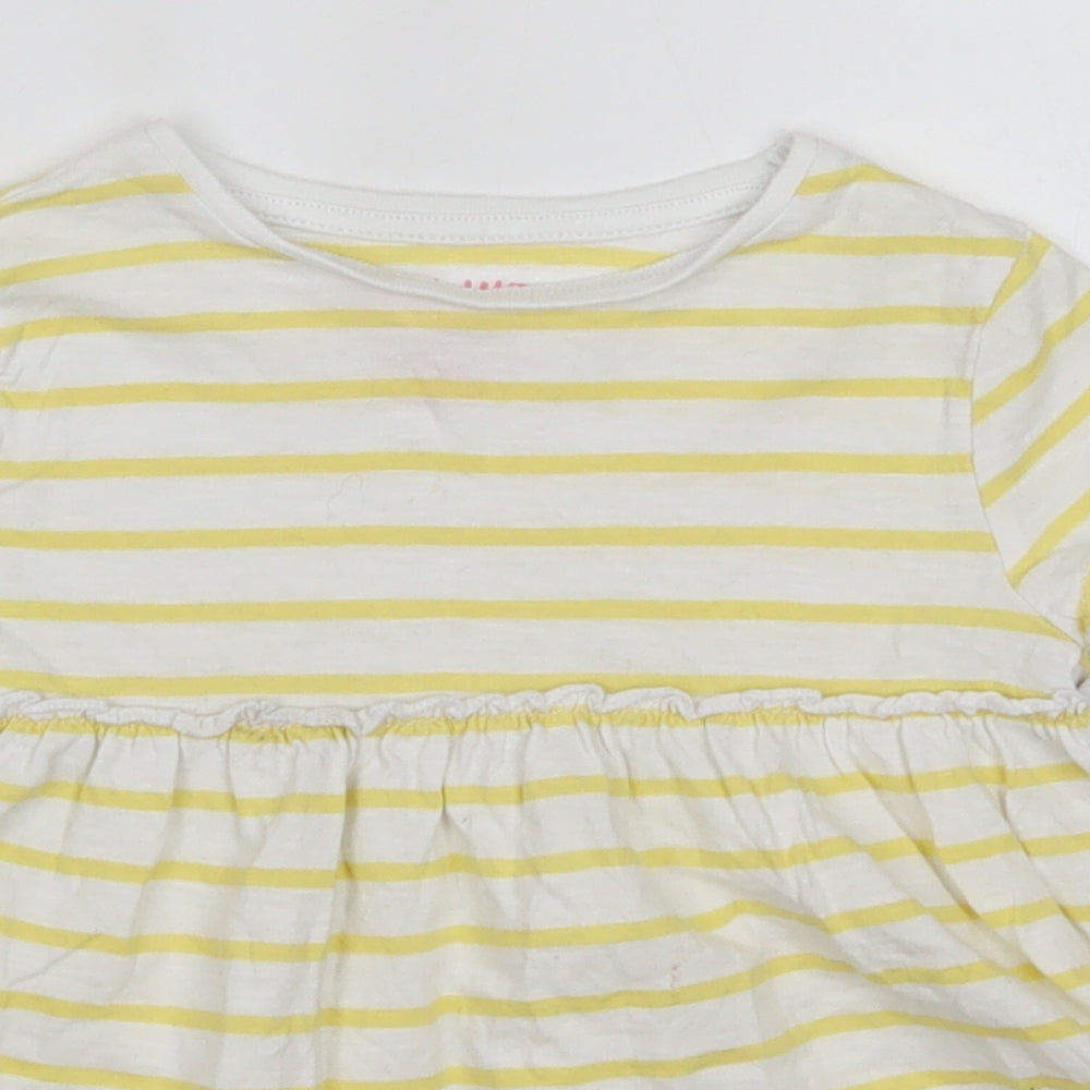 F&F Girls Yellow Striped 100% Cotton Basic Blouse Size 4-5 Years Round Neck
