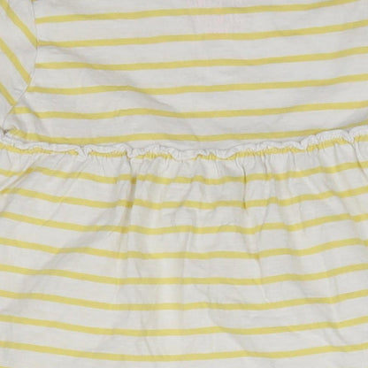 F&F Girls Yellow Striped 100% Cotton Basic Blouse Size 4-5 Years Round Neck