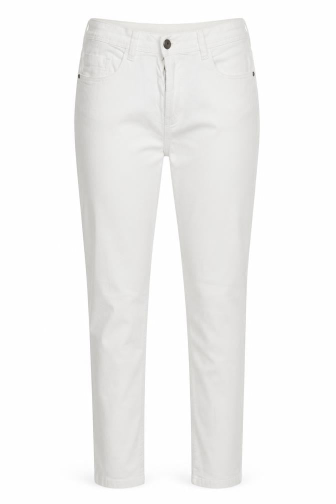 Front view of Anthology women’s white cotton skinny jeans, size UK 10, 26-inch leg slim