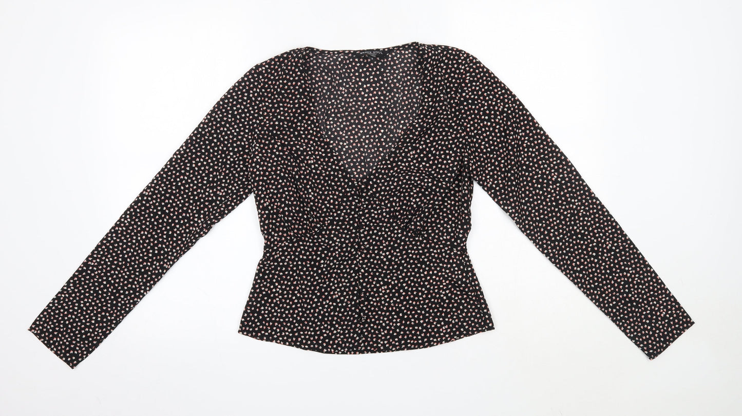 Womens UK Size S Brave Soul Black Basic Blouse