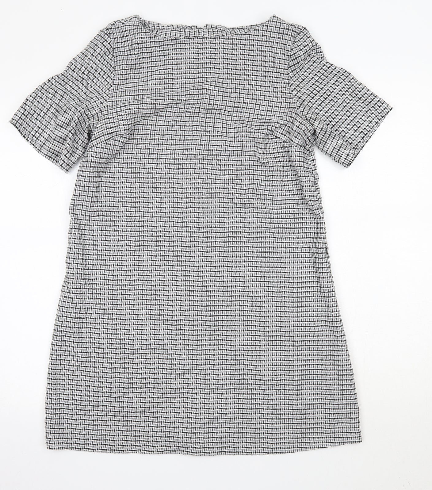 Avenue Womens Grey Check Polyester A-Line  Size 14  Round Neck