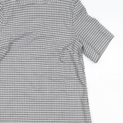 Avenue Womens Grey Check Polyester A-Line  Size 14  Round Neck