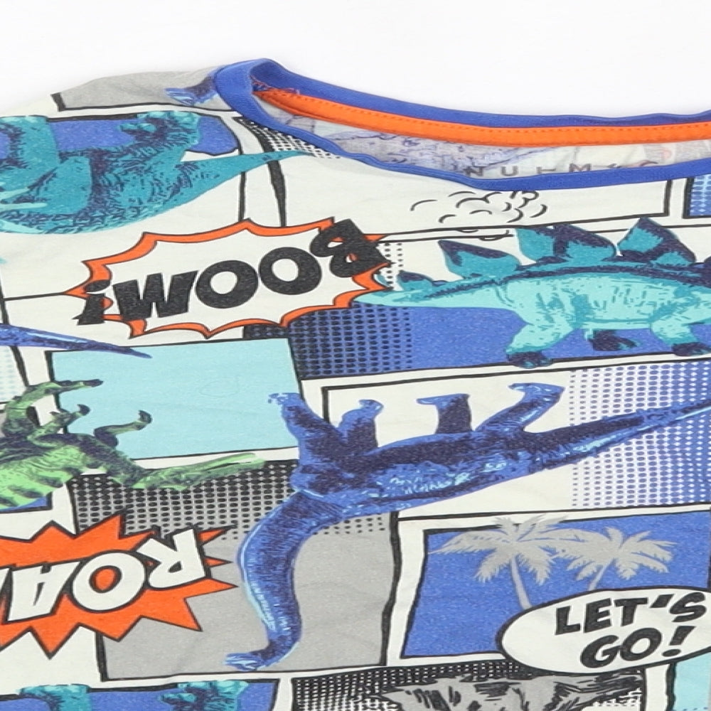 Close-up detail of Nutmeg boys’ multicoloured 100% cotton basic casual, size 9-10, years round neck
