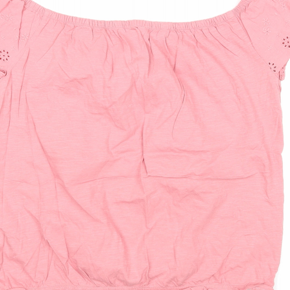 Papaya Womens Pink  Cotton Basic Blouse Size 12 Boat Neck