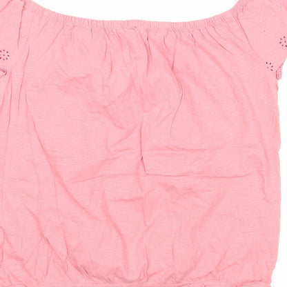 Papaya Womens Pink  Cotton Basic Blouse Size 12 Boat Neck