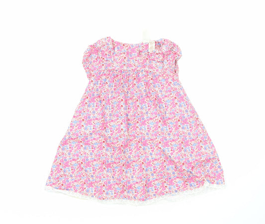 Strawberry Faire Girls Multicoloured Floral Cotton A-Line  Size 3-4 Years  Square Neck
