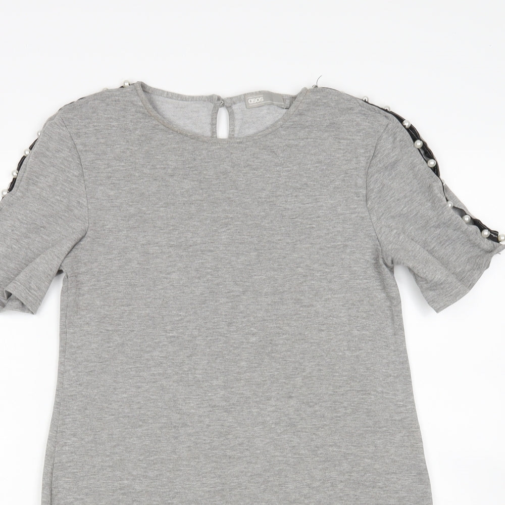 ASOS Womens Grey  Polyester Jumper Dress  Size 8  Round Neck