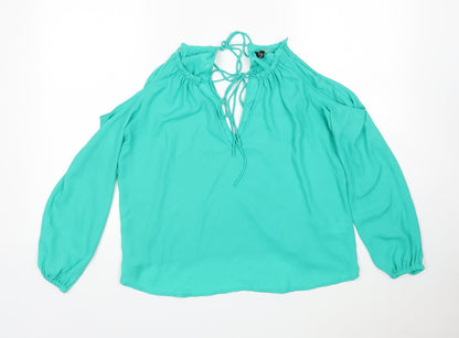 Womens UK Size 8 H&M Green Basic Blouse