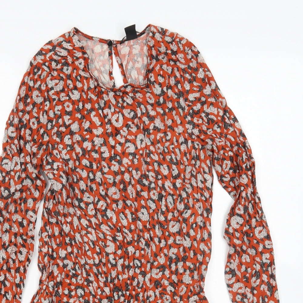 H&M Womens Multicoloured Animal Print Viscose Playsuit One-Piece Size 8 L4 in