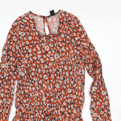 H&M Womens Multicoloured Animal Print Viscose Playsuit One-Piece Size 8 L4 in