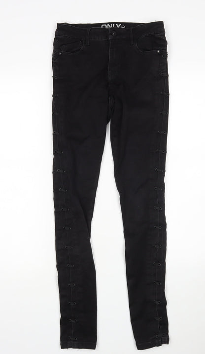 Only Womens Black  Cotton Skinny Jeans Size 6 L32 in Regular