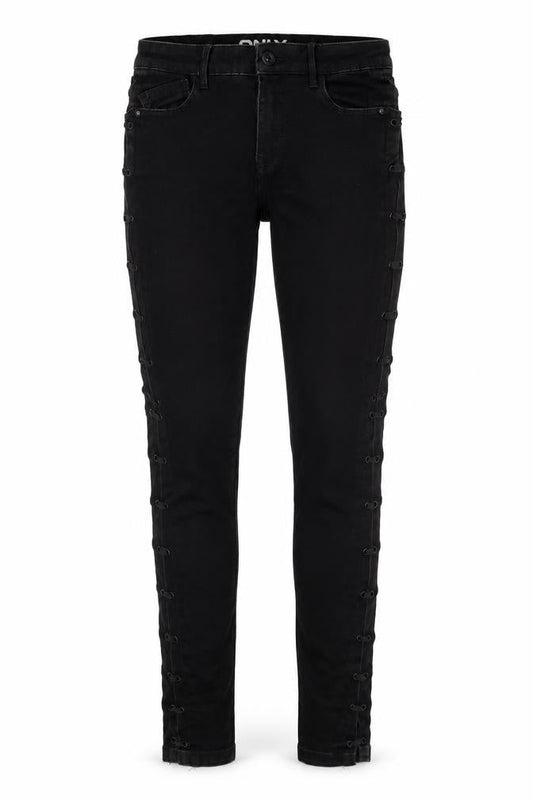 Front view of Only women’s black cotton skinny jeans, size UK 6, 32-inch leg regular