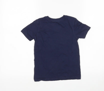 George Boys Blue  Cotton Basic T-Shirt Size 5-6 Years Round Neck