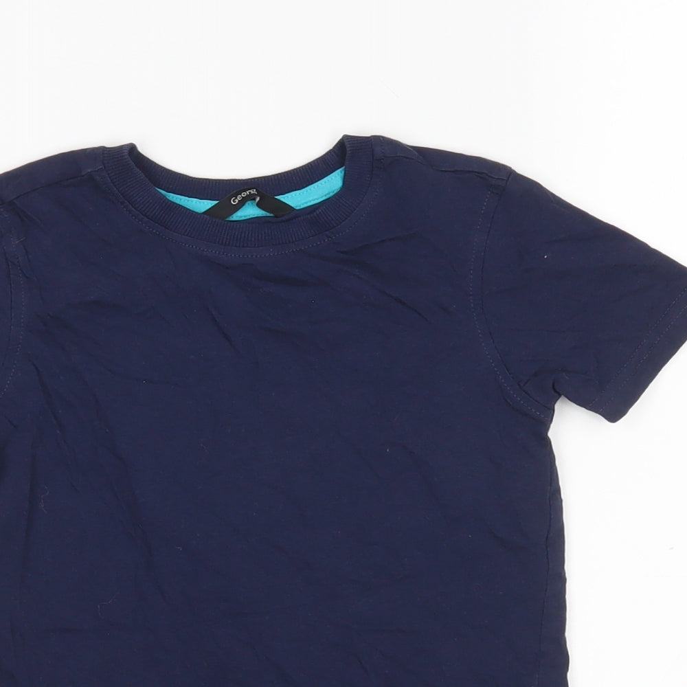 George Boys Blue  Cotton Basic T-Shirt Size 5-6 Years Round Neck