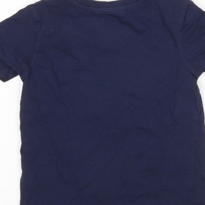 George Boys Blue  Cotton Basic T-Shirt Size 5-6 Years Round Neck