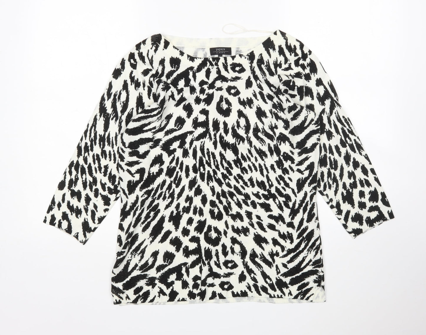 Papaya Womens Multicoloured Round Neck Animal Print Acrylic Pullover Jumper Size 12