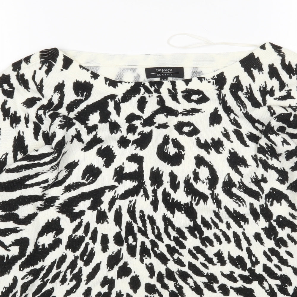 Papaya Womens Multicoloured Round Neck Animal Print Acrylic Pullover Jumper Size 12