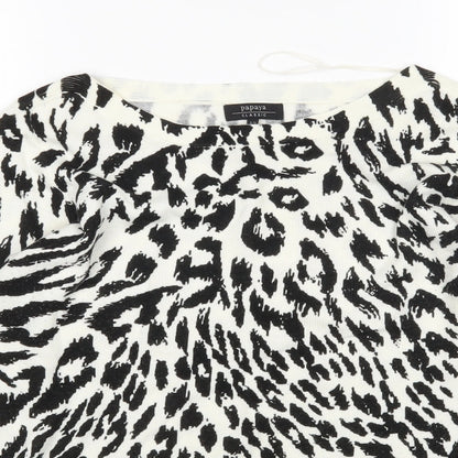 Papaya Womens Multicoloured Round Neck Animal Print Acrylic Pullover Jumper Size 12