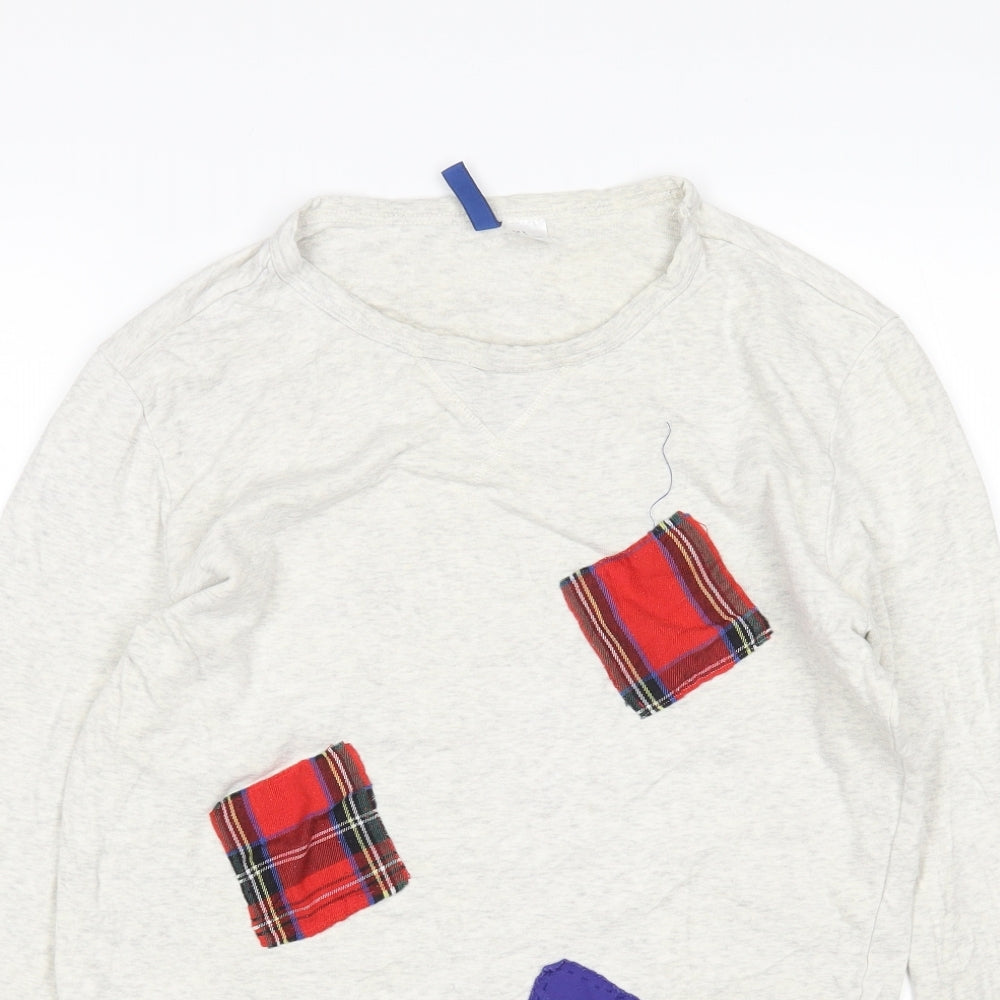 H&M Womens Grey  Cotton Pullover Sweatshirt Size S