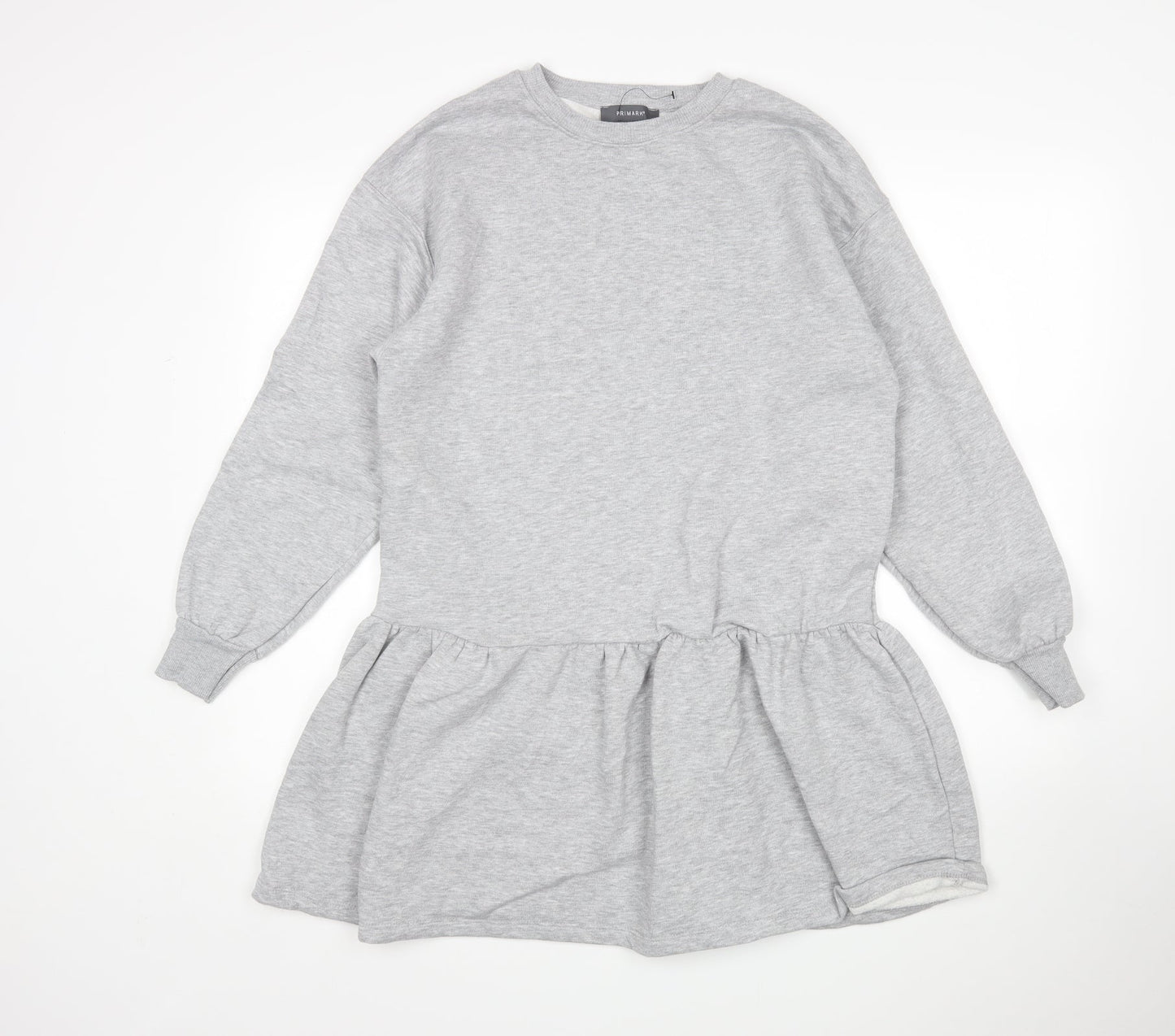 Primark Womens Grey  Cotton Jumper Dress  Size 2XS  Round Neck