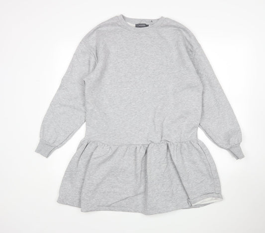 Primark Womens Grey  Cotton Jumper Dress  Size 2XS  Round Neck