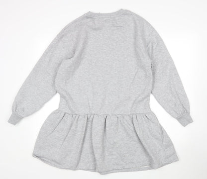 Primark Womens Grey  Cotton Jumper Dress  Size 2XS  Round Neck