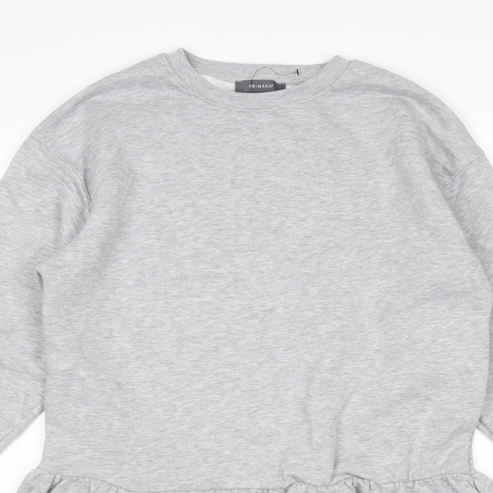 Primark Womens Grey  Cotton Jumper Dress  Size 2XS  Round Neck