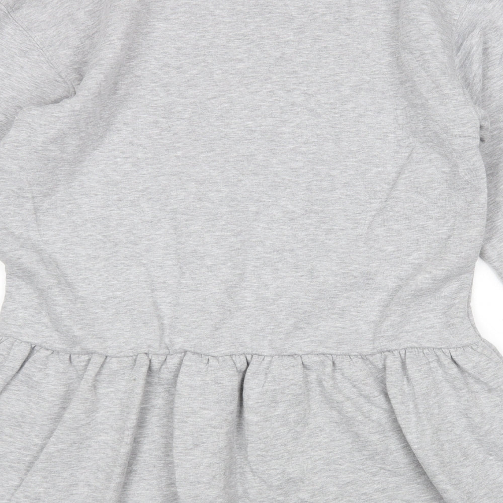 Primark Womens Grey  Cotton Jumper Dress  Size 2XS  Round Neck