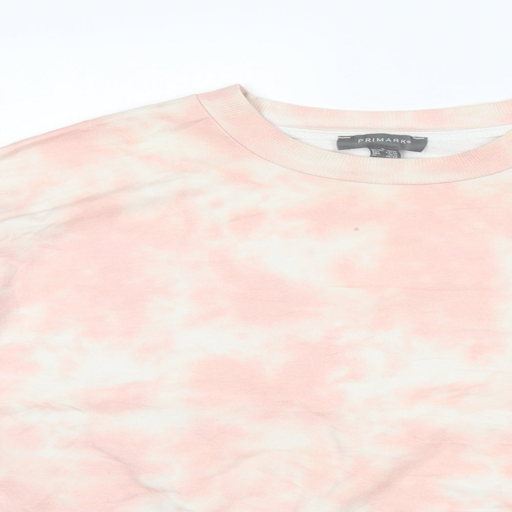 Close-up detail of Primark women’s pink cotton pullover sweatshirt, size L
