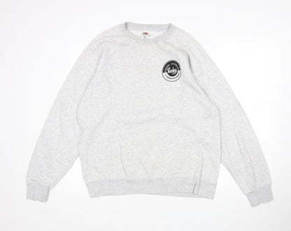 Mens UK Size L Fruit of the Loom Grey Pullover Sweatshirt