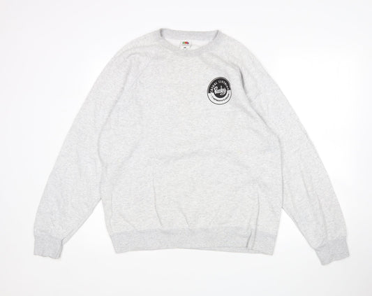Mens UK Size L Fruit of the Loom Grey Pullover Sweatshirt