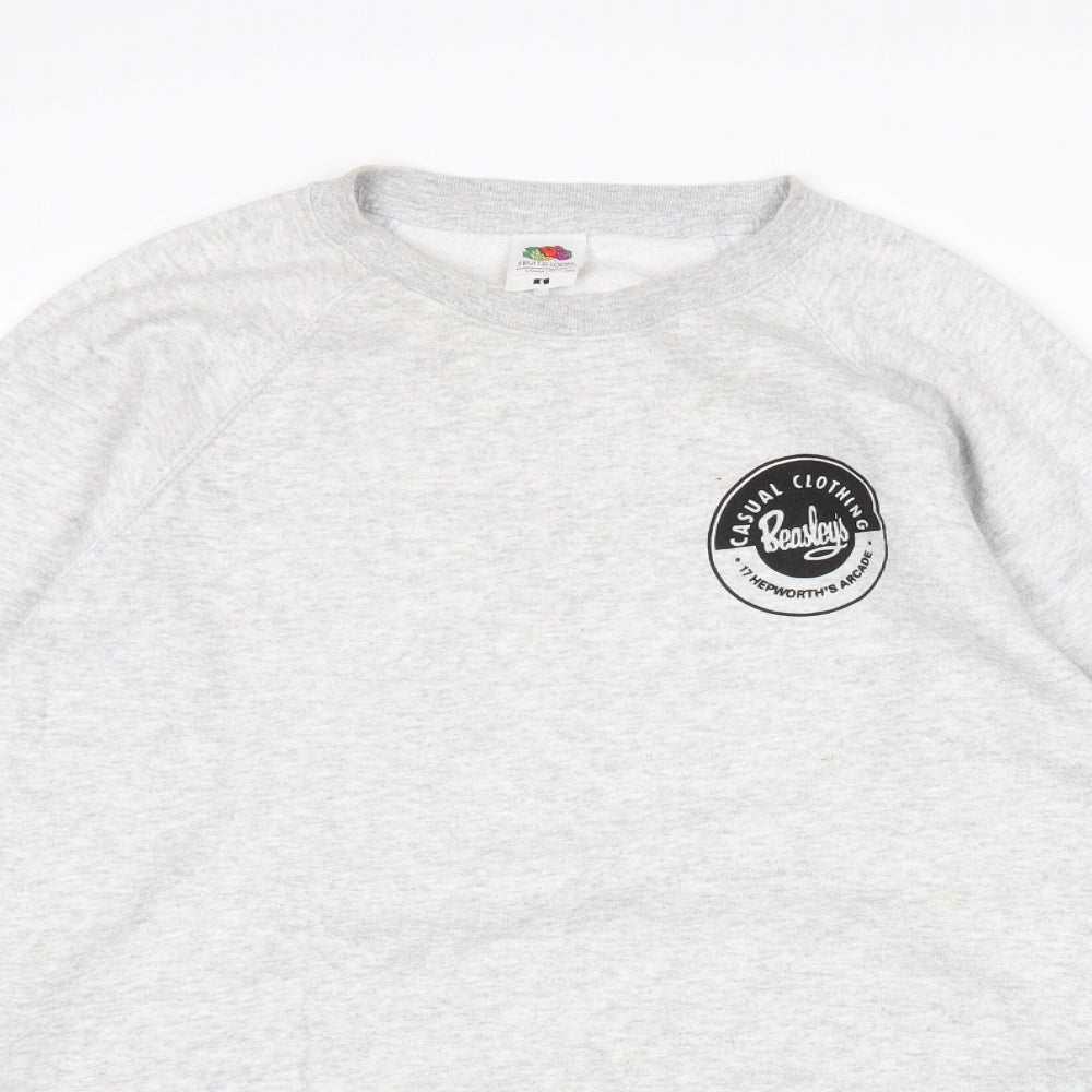 Mens UK Size L Fruit of the Loom Grey Pullover Sweatshirt