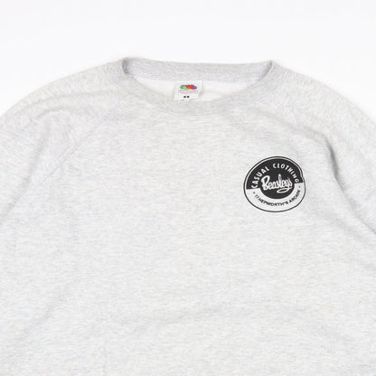 Mens UK Size L Fruit of the Loom Grey Pullover Sweatshirt